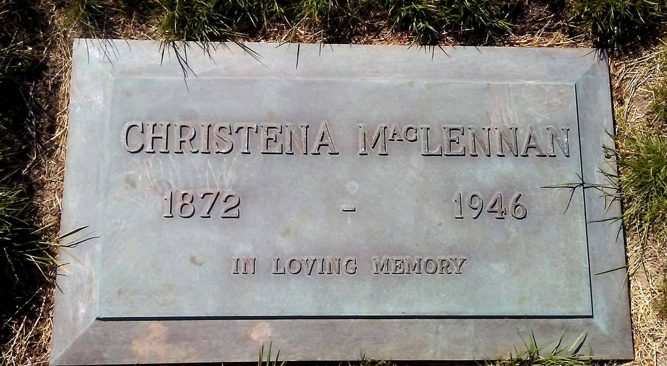 Photo of headstones/Christena MacLennan 1872 - 1946 hdstn Vancouver Burnaby Forest Lawn BC